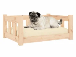 Clicnbuy Cama De Animales De Compañía|Cama para perros madera maciza de pino 65,5x50,5x28 cm