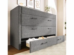 ModernLuxe Cama plegable 140 x 200 cm - 1 cajón - Compartimento de almacenamiento - Puertos USB y Type-C - (colchón no incluido) Gris Clearance