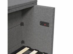 ModernLuxe Cama plegable 140 x 200 cm - 1 cajón - Compartimento de almacenamiento - Puertos USB y Type-C - (colchón no incluido) Gris Clearance