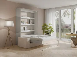 Vente-unique Cama plegable 140 x 200 cm apertura manual con leds + colchón + sofá - RAPILI Beige Hot