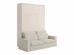 Vente-unique Cama plegable 140 x 200 cm apertura manual con leds + colchón + sofá - RAPILI Beige Hot