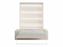Vente-unique Cama plegable 140 x 200 cm apertura manual con leds + colchón + sofá - RAPILI Beige Hot
