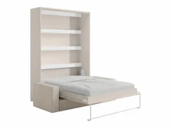 Vente-unique Cama plegable 140 x 200 cm apertura manual con leds + colchón + sofá - RAPILI Beige Hot