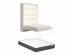 Cama plegable 140 x 200 cm apertura vertical manual leds + colchón - RAPILI^Vente-unique Sale