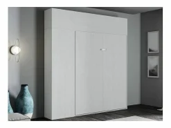 Cama plegable con columna contenedor y muebles altos de fresno , Kanto 160x190 cm^Les Tendances Online