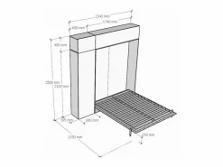 Cama plegable con columna contenedor y muebles altos de fresno , Kanto 160x190 cm^Les Tendances Online
