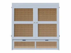 Cama plegable de 140 x 200 cm con cajones y diseño de ratán - Madera - Colchón no incluido. Gris Hot