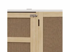 Merax Cama plegable infantil - 140 x 200 cm - con compartimentos de almacenaje - diseño de ratán y madera - color natural Color natural claro Outlet