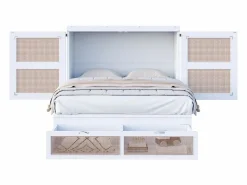 Cama plegable juvenil - 140 x 200 cm - Cama abatible de pared con cajones - Pino + contrachapado + MDF -^Merax Best