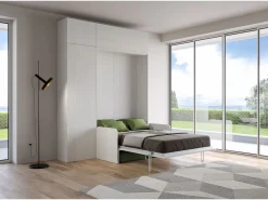 Cama plegable Kentaro de 120 cm tamaño queen con sofá y muebles en , fresno y verde.^ITAMOBY Hot