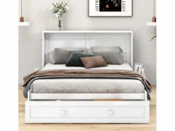 Cama plegable móvil - 140 x 200 cm - convertible en cama - con cajones y estante - pino y MDF -^Merax Sale