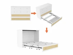 Cama plegable móvil - 140 x 200 cm - con 6 cajones + estante en el cabecero + USB - MDF -^Merax Discount