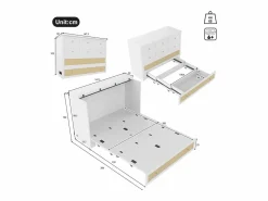 Cama plegable móvil - 140 x 200 cm - con 6 cajones + estante en el cabecero + USB - MDF -^Merax Discount