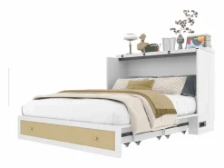 Cama plegable móvil - 140 x 200 cm - con 6 cajones + estante en el cabecero + USB - MDF -^Merax Discount