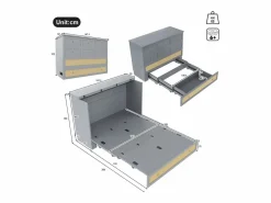Merax Cama Abatible|Cama plegable móvil - 140 x 200 cm - con 6 cajones + estante en el cabecero + USB - MDF -