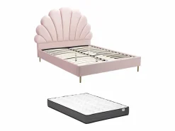 Vente-unique Cama Terciopelo|Cama Queen (160 x 200 cm) en terciopelo + colchón - LIVAYA