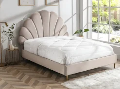 Cama Queen size de 160 x 200 cm en terciopelo con colchón - LIVAYA^Vente-unique Clearance