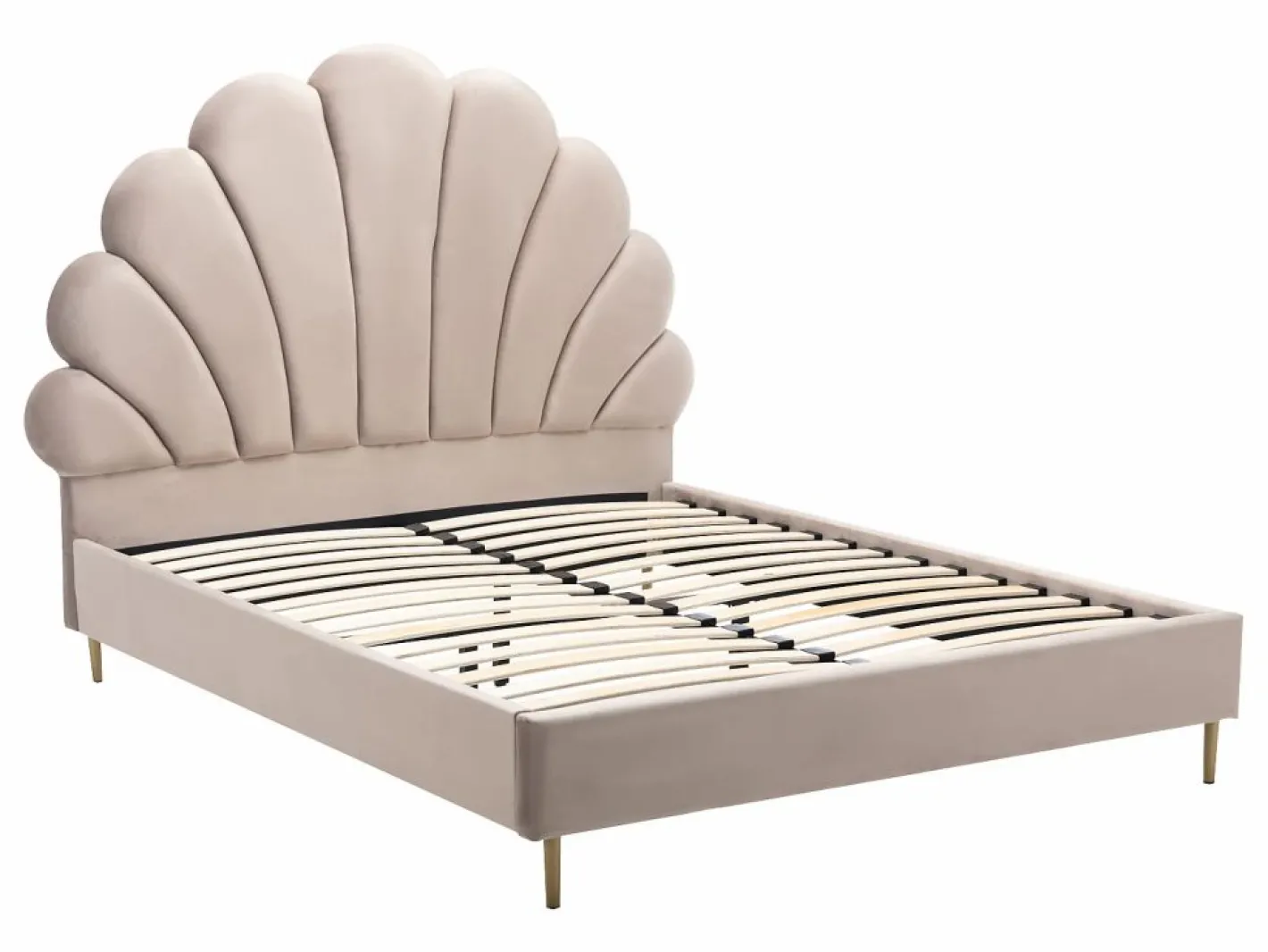Cama Queen size de 160 x 200 cm en terciopelo con colchón - LIVAYA^Vente-unique Clearance