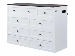 ModernLuxe Cama Abatible|Cama retráctil de madera 140x200 cm - con tomas USB y almacenamiento -
