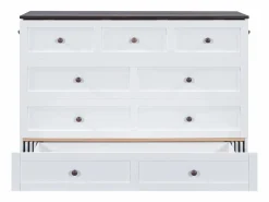 ModernLuxe Cama Abatible|Cama retráctil de madera 140x200 cm - con tomas USB y almacenamiento -
