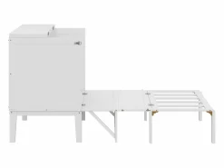 Cama retráctil 90x200 cm, con somier, cama plegable abatible, dimensiones después del plegado: 70x90cm, sin colchón, madera, Blanco New
