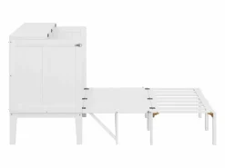 Cama retráctil 140x200 cm, con somier, cama plegable, dimensiones después del plegado: 70x140cm, sin colchón, madera,^