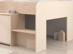 Vente-unique Cama semielevada 90 x 190/200 cm con almacenamiento y natural - LUNOBI Beige Sale