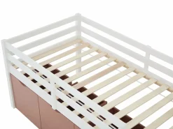 Vente-unique Cama semielevada 90 x 190 cm con almacenamiento en pino y mdf blanco y rosa - LANIORI Rosa / Blanco Best