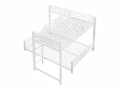 Cama superpuesta de metal en forma de L - 90x200 cm + 140x200 cm - con barreras de seguridad y escalera - Metal - ​ (Colchón no incluido)^ModernLuxe Best