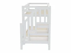 ModernLuxe Cama superpuesta infantil 90 x 200 cm - con escalera de almacenamiento - con 3 cajones - con cama nido - ​ (colchón no incluido) Blanco