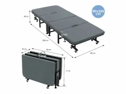 Cama supletoria 90x200 cm, Cama individual plegable, con colchón/relleno, cama de viaje^ECD Germany Best