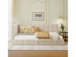 Merax Cama Terciopelo|Cama tapizada 140 x 200 cm con cabecero - Terciopelo - Sofá cama - Somier de láminas -