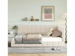 Merax Cama Terciopelo|Cama tapizada 140 x 200 cm con cabecero - Terciopelo - Sofá cama - Somier de láminas -