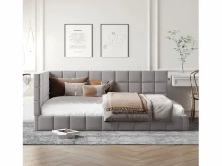 Merax Cama Terciopelo|Cama tapizada 140 x 200 cm con cabecero - Terciopelo - Sofá cama - Somier -