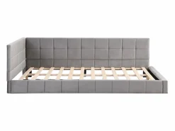 Merax Cama Terciopelo|Cama tapizada 140 x 200 cm con cabecero - Terciopelo - Sofá cama - Somier -
