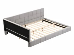 Merax Cama Terciopelo|Cama tapizada 140 x 200 cm con cabecero - Terciopelo - Sofá cama - Somier -