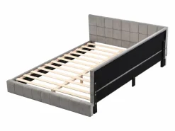 Merax Cama Terciopelo|Cama tapizada 140 x 200 cm con cabecero - Terciopelo - Sofá cama - Somier -