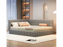 Merax Cama Terciopelo|Cama Adulto|Cama tapizada 160 x 200 cm, Sofá cama con cabecero - Tejido terciopelo - Con somier de láminas -