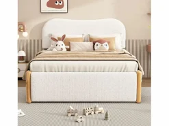 ModernLuxe Cama Diván|Cama Infantil|Cama tapizada de felpa 140x200 cm - con canapé extraíble - con somier de láminas de MDF -