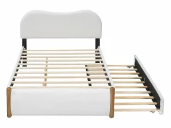 ModernLuxe Cama Diván|Cama Infantil|Cama tapizada de felpa 140x200 cm - con canapé extraíble - con somier de láminas de MDF -