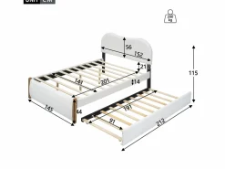 ModernLuxe Cama Diván|Cama Infantil|Cama tapizada de felpa 140x200 cm - con canapé extraíble - con somier de láminas de MDF -