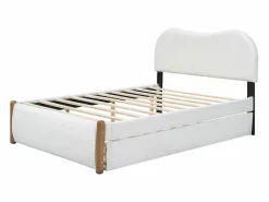 ModernLuxe Cama Diván|Cama Infantil|Cama tapizada de felpa 140x200 cm - con canapé extraíble - con somier de láminas de MDF -