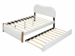 ModernLuxe Cama Diván|Cama Infantil|Cama tapizada de felpa 140x200 cm - con canapé extraíble - con somier de láminas de MDF -