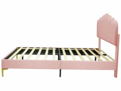 ModernLuxe Cama Terciopelo|Cama tapizada de terciopelo 140x200cm con somier de láminas - cabecero ajustable -