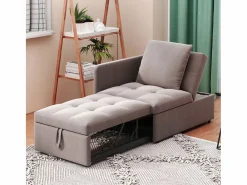 Cama tapizada, sofá cama, sofá multifuncional 3 en 1 de lino, ajustable Gris New