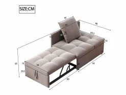 Cama tapizada, sofá cama, sofá multifuncional 3 en 1 de lino, ajustable Gris New