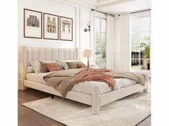 Merax Cama Terciopelo|Cama tapizada 180x200 cm con cabecero - cama de terciopelo para adultos - forma de abanico -
