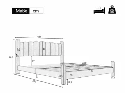 Merax Cama Terciopelo|Cama tapizada 180x200 cm con cabecero - cama de terciopelo para adultos - forma de abanico -