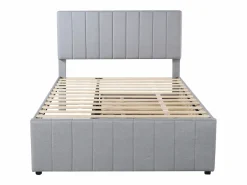 OKWISH Cama Nido|Cama tapizada 140x200 cm con nido y cajones, tapizado de lino suave -