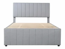 OKWISH Cama Nido|Cama tapizada 140x200 cm con nido y cajones, tapizado de lino suave -